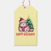 Santa Paws Says Happy Holidays Cadeaulabel (Voorkant)