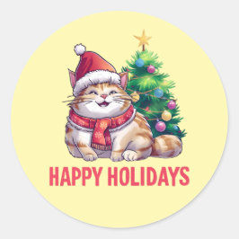 Santa Paws Says Happy Holidays Ronde Sticker