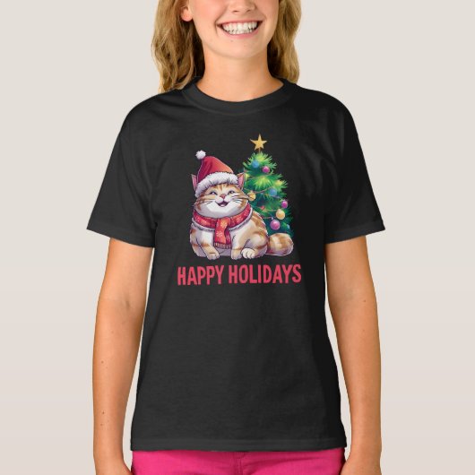 Santa Paws Says Happy Holidays T-shirt (Voorkant)