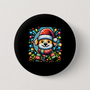 Santa Paws Schattige kersthondenontwerp voor Anima Ronde Button 5,7 Cm
