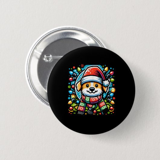 Santa Paws Schattige kersthondenontwerp voor Anima Ronde Button 5,7 Cm (Voorkant /achterkant)