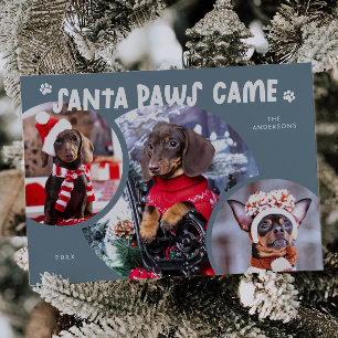 Santa Paws Slate Blue Dog Foto Vakantie Kaart