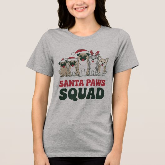 Santa Paws Squad Tee Tri-Blend Shirt (Voorkant)
