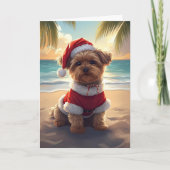 Santa Paws Takes the Beach – Shih Tzu Christmas Kaart (Voorkant)