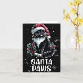 Santa Paws Tuxedo Cat Dearing Santa Hat Kerstmis Kaart (Gele Bloem)