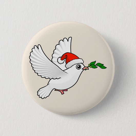 Santa Peace Dove Ronde Button 5,7 Cm (Voorkant)