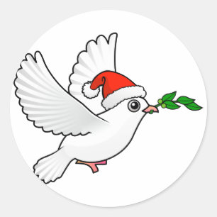 Santa Peace Dove Ronde Sticker