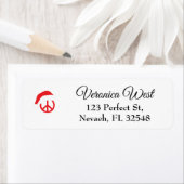 Santa Peace Sign Ho Ho Ho met Santa Hat Etiket (Insitu)