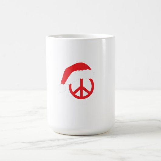 Santa Peace Sign Ho Ho Ho met Santa Hat Magische Mok (Midden)
