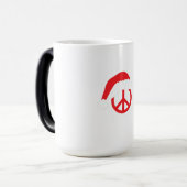 Santa Peace Sign Ho Ho Ho met Santa Hat Magische Mok (Voorkant links)