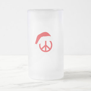 Santa Peace Sign Ho Ho Ho met Santa Hat Matglas Bierpul