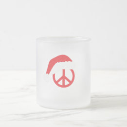 Santa Peace Sign Ho Ho Ho met Santa Hat Matglas Koffiemok