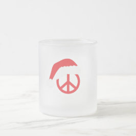 Santa Peace Sign Ho Ho Ho met Santa Hat Matglas Koffiemok