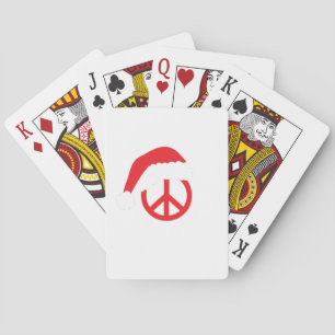 Santa Peace Sign Ho Ho Ho met Santa Hat Pokerkaarten