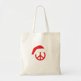 Santa Peace Sign Ho Ho Ho met Santa Hat Tote Bag