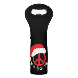 Santa Peace Sign Ho Ho Ho met Santa Hat Wijndraagtas