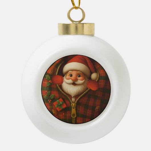 Santa Peekaboo Cozy Christmas Ornament (Voorkant)