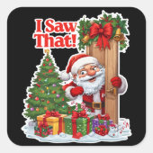 Santa Peeking Door Wreath Gifts S Vierkante Sticker (Voorkant)