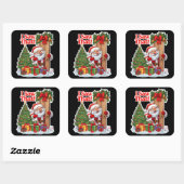 Santa Peeking Door Wreath Gifts S Vierkante Sticker (Vel)