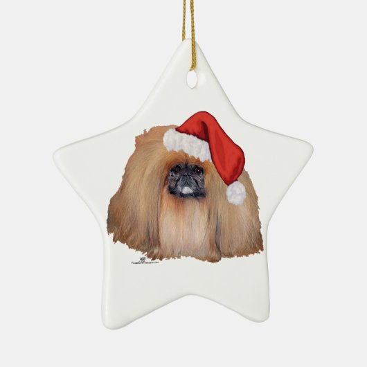 Santa Pekingese Keramisch Ornament (Rechts)