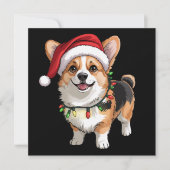 Santa Pembroke Welsh Corgi Christmas Tree Lights  Kaart (Voorkant)