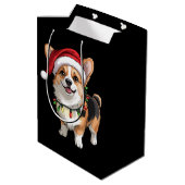 Santa Pembroke Welsh Corgi Christmas Tree Lights Medium Cadeauzakje (Achterkant Gekanteld)