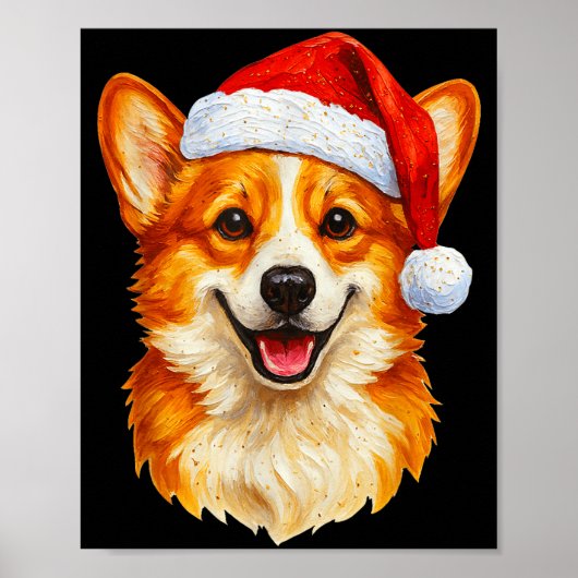 Santa Pembroke Welsh Corgi Christmas Welsh Corgi D Poster (Voorkant)