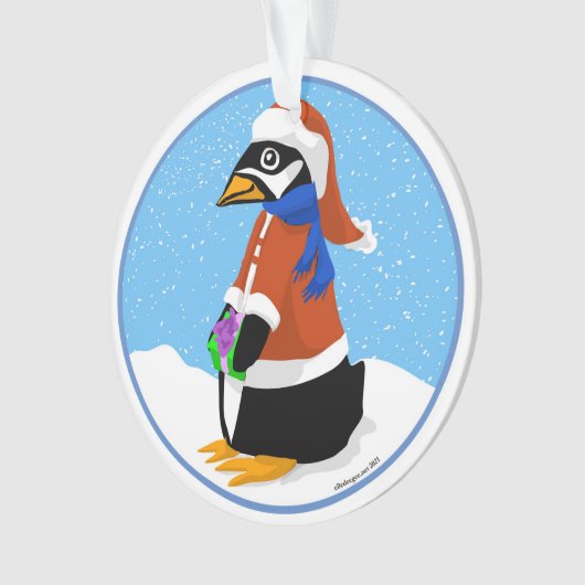 Santa Penguin Acrylversiering Ornament (voorkant)