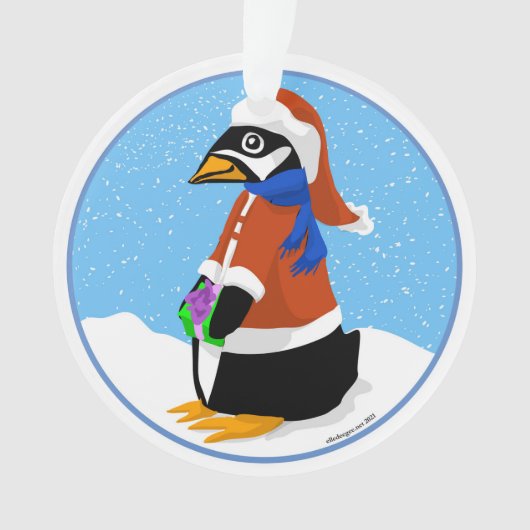 Santa Penguin Acrylversiering Ornament (voorkant)
