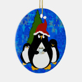 Santa Penguin en Little Penguins Keramisch Ornament (Rechts)