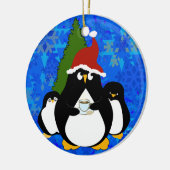 Santa Penguin en Little Penguins Keramisch Ornament (Links)
