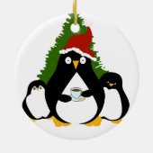 Santa Penguin en Little Penguins Keramisch Ornament (Achterkant)