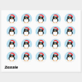 Santa Penguin Kerst stickers (Vel)