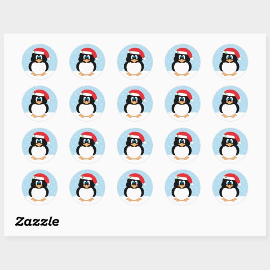 Santa Penguin Kerst stickers (Vel)