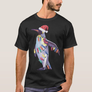 Santa Penguin met kerstverlichting Penguin Lover C T-shirt