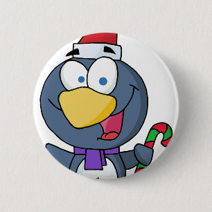 Santa Penguin met snoepriet Ronde Button 5,7 Cm