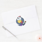 Santa Penguin met snoepriet Ronde Sticker (Envelop)