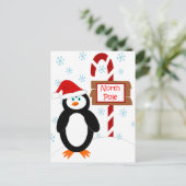 Santa Penguin Noordpool Kerst Briefkaarten (Staand voorkant)
