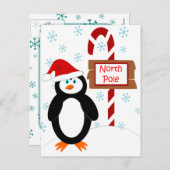 Santa Penguin Noordpool Kerst Briefkaarten (Voorkant / Achterkant)
