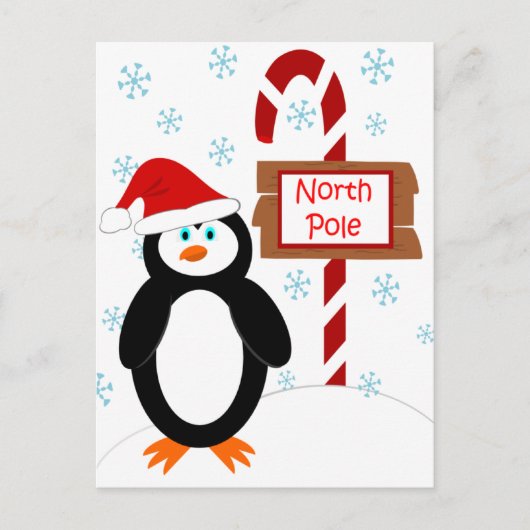 Santa Penguin Noordpool Kerst Briefkaarten (Voorkant)