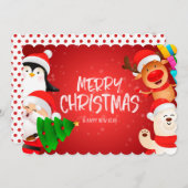 Santa Penguin Reindeer Polar-Beer kerstKaart (Voorkant / Achterkant)