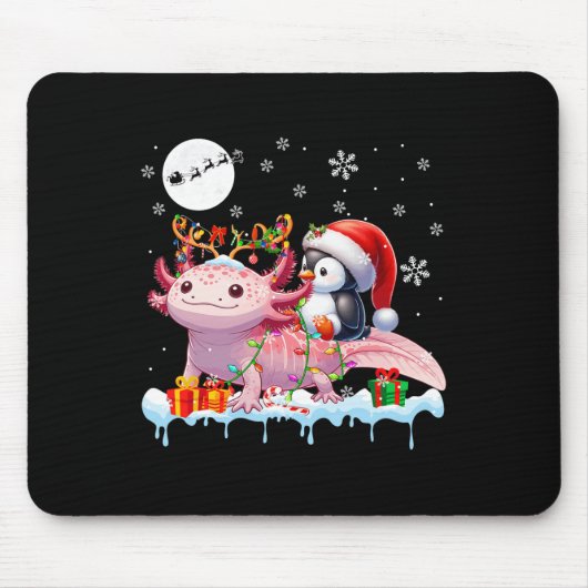 Santa Penguin Riding Axolotl Rendier Christmas Se Muismat (Voorkant)