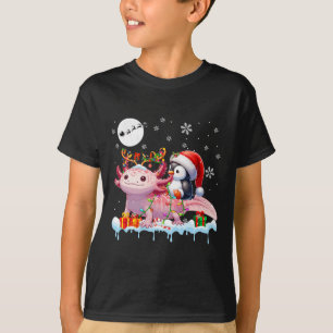 Santa Penguin Riding Axolotl Rendier Christmas Se T-shirt