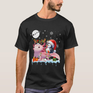Santa Penguin Riding Axolotl Rendier Christmas Se T-shirt