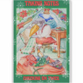 Santa Penguin Taking Notes Checking Em Twice Sticker (Voorkant)