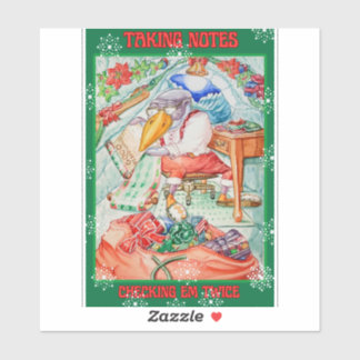 Santa Penguin Taking Notes Checking Em Twice Sticker