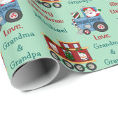 Santa Penguin Train Kinder Kerst Cadeaupapier (Rol Hoek)