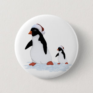 Santa Penguins Button