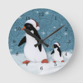 Santa Penguins Clock Ronde Klok (Voorkant)