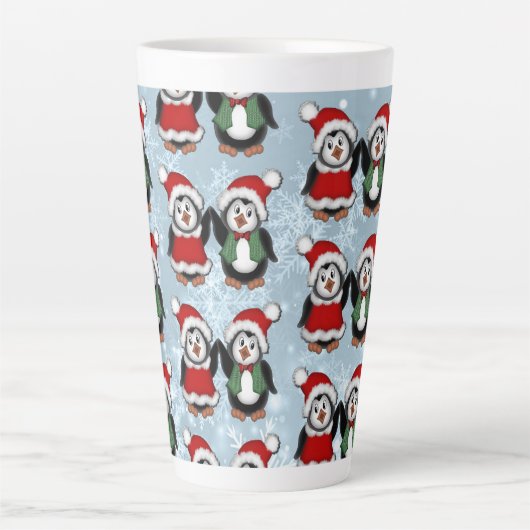 Santa Penguins Holiday Latte Mok (Voorkant)